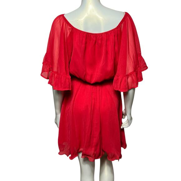 Endless Rose pinkish Red Off-Shoulder Ruffled Dress, Size Small - Picture 3 of 6